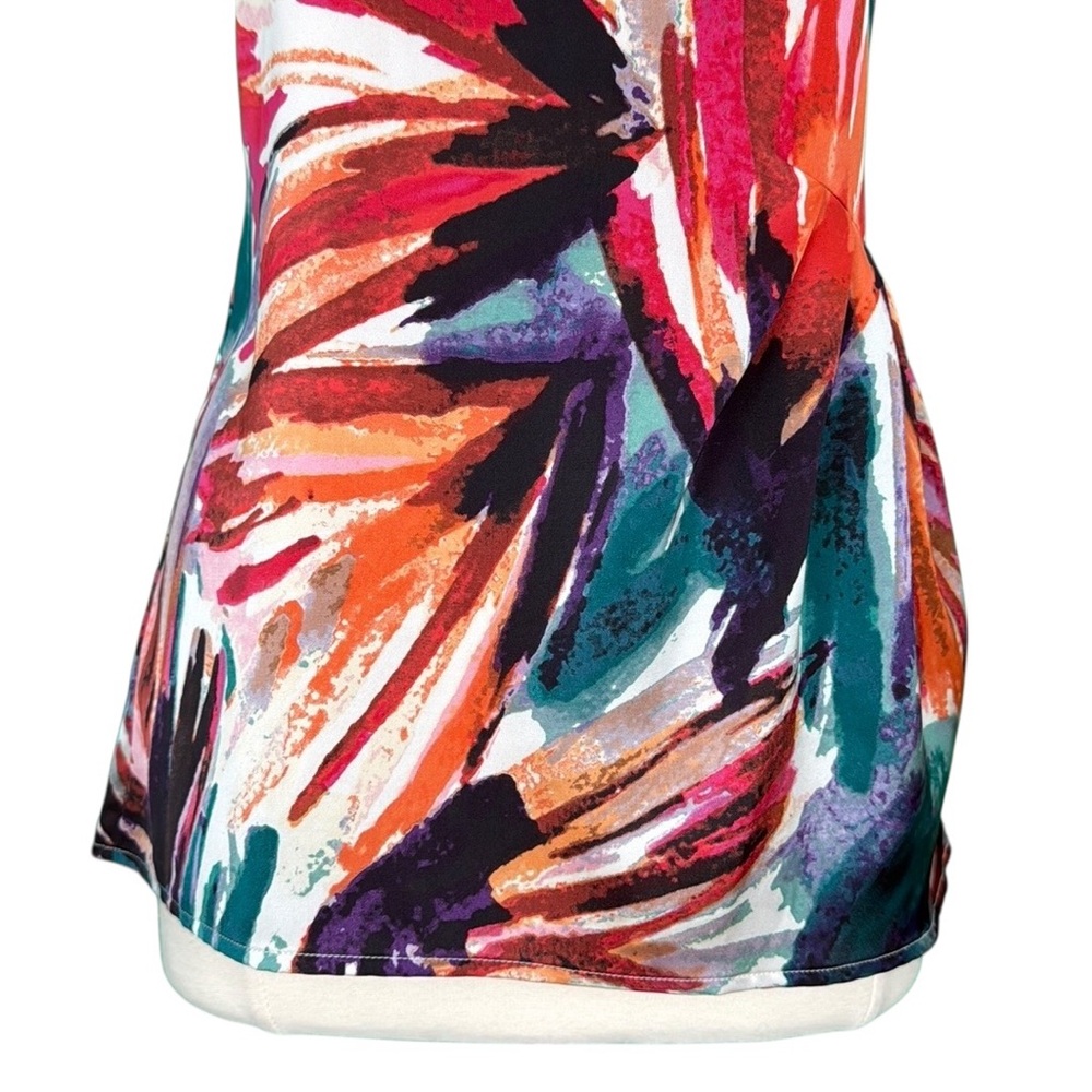 Ann Taylor Floral Watercolor Print Artsy Dressy Boho Tie Back Sleeveless Blouse - Picture 3 of 16